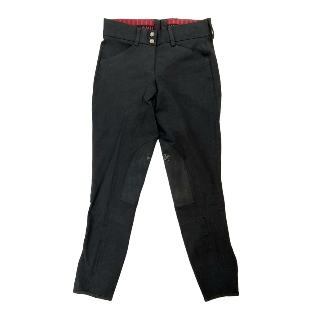 Grand Prix Breeches Womens 26R Black Knee Patch Riding Equestrian Stretch